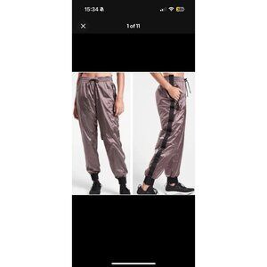 Allyson Felix x Athleta Legend Luxe Purple Bronze Metallic Track Joggers Large